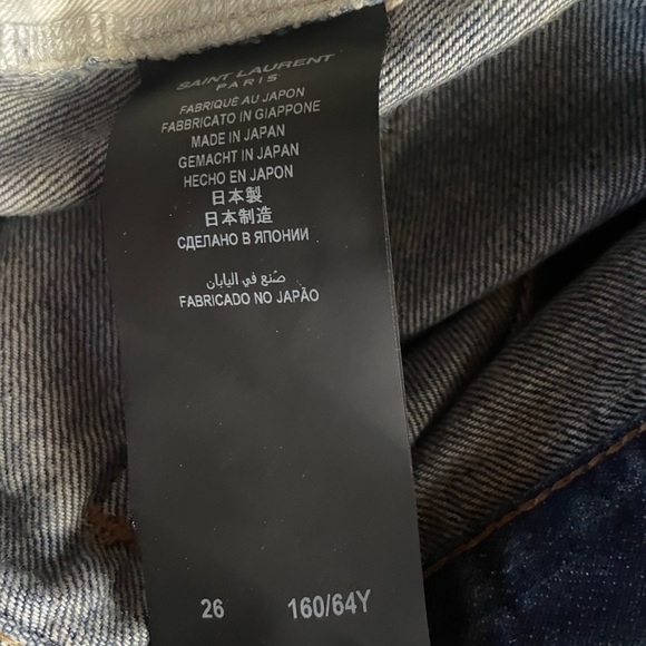 Saint Laurent 70s Crop High Rise Straight Relaxed Fit Jeans Medium Wash Size 26 - Picture 7 of 7